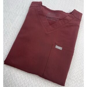 Figs Men's Casma Technical Collection One Pocket Scrub Top  Burgundy/wine Sz M